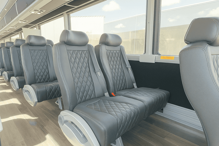 interior of OFallon Coach Bus Service charter bus