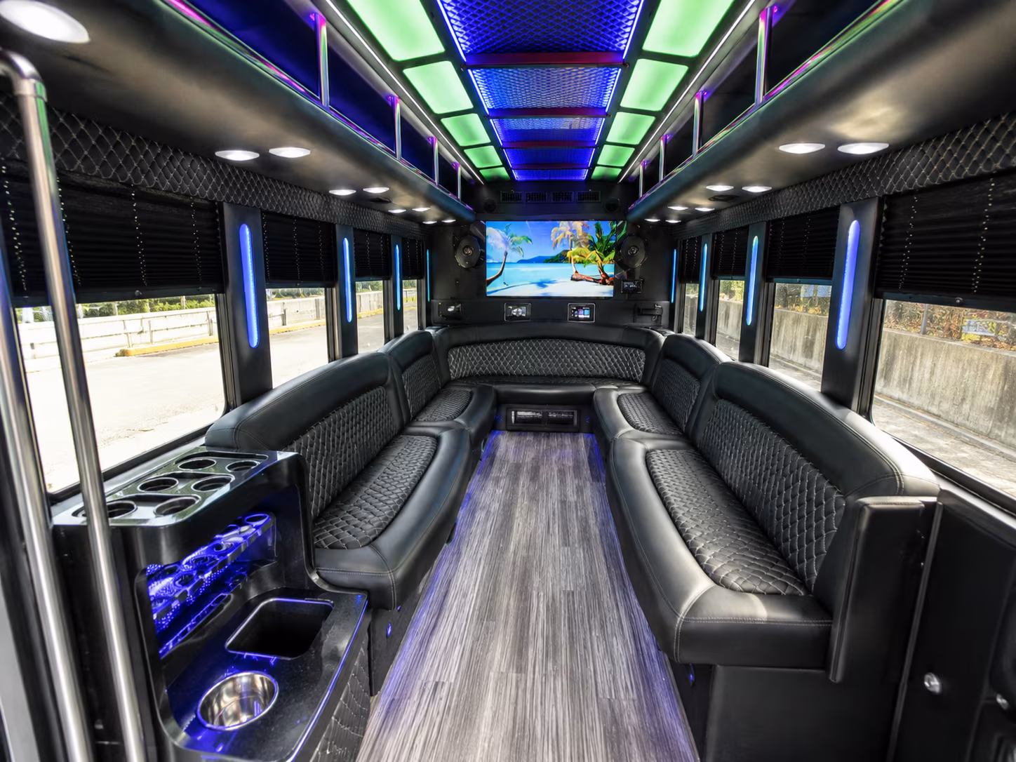 ofallon 18 passenger party bus inside