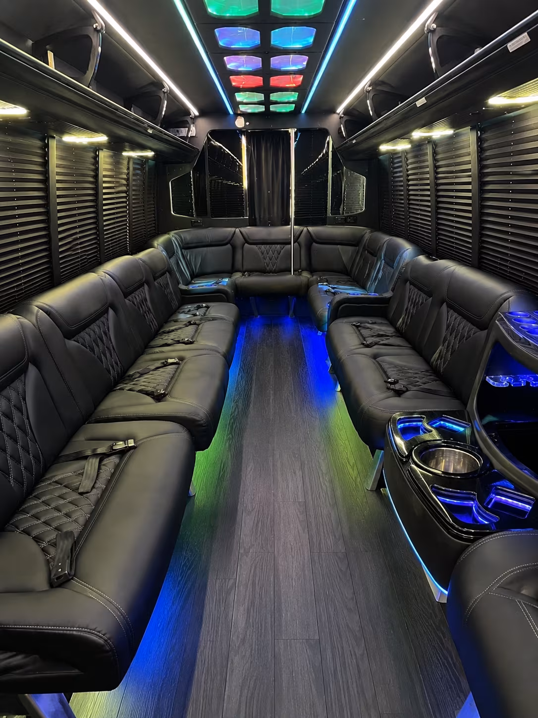 ofallon 20 passenger party bus interior