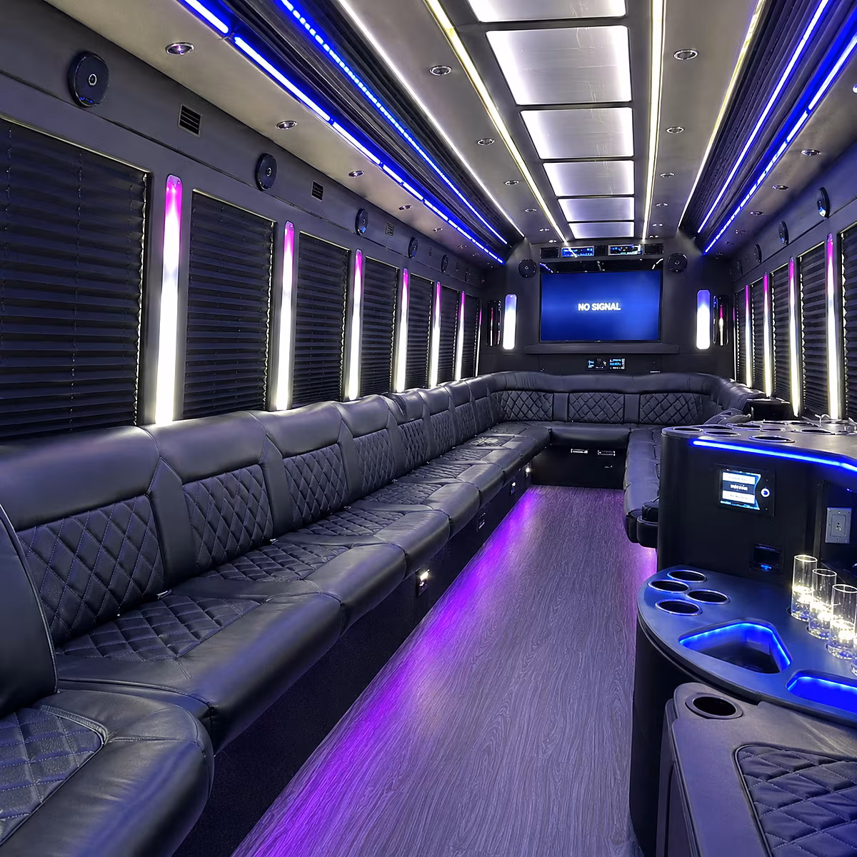ofallon 30 passenger party bus inside
