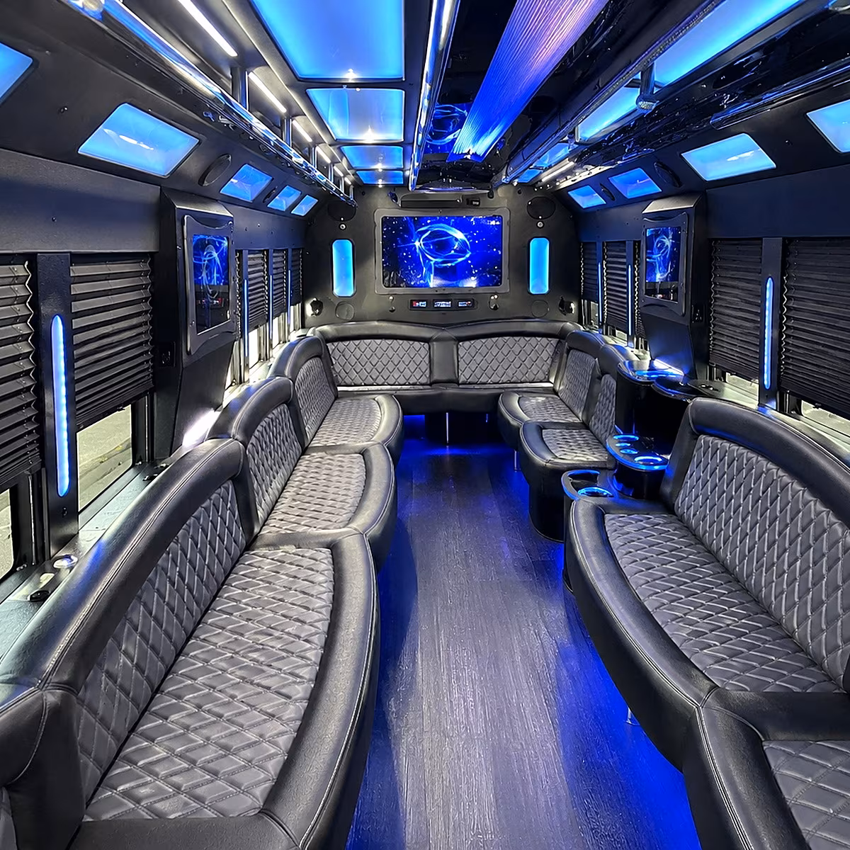 ofallon 50 passenger party bus interior